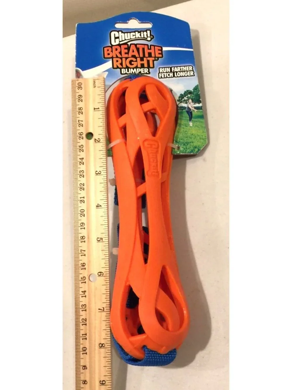 CHUCK IT Breathe Right Bumper Fetch Dog Toy Orange Blue